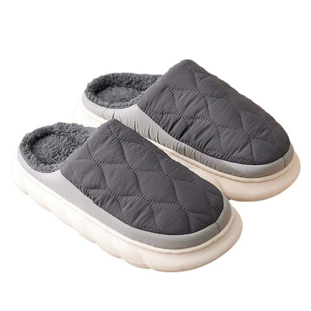 Men's Winter Puffer Slippers - Water-Resistant & Anti-Slip，Plus sizes
